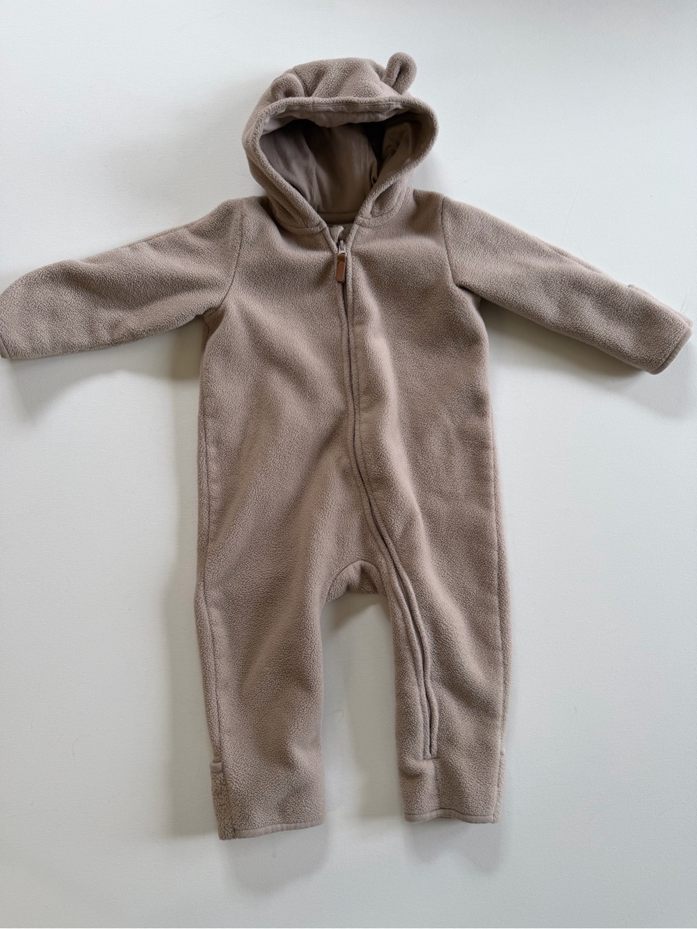 H&M Baby Fleece Bear Ears Hooded One-Piece 6–9M